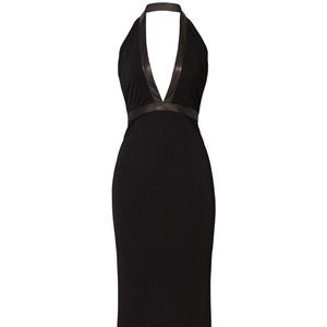 Haute Hippie Black Leather Trim Gisela Dress Gown